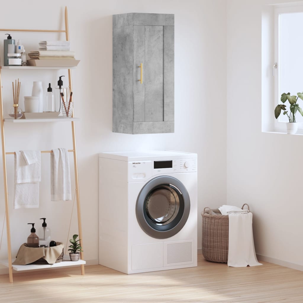 Berkfield Wall Mounted Cabinet Concrete Grey 34.5x34x90 cm Engineered Wood
