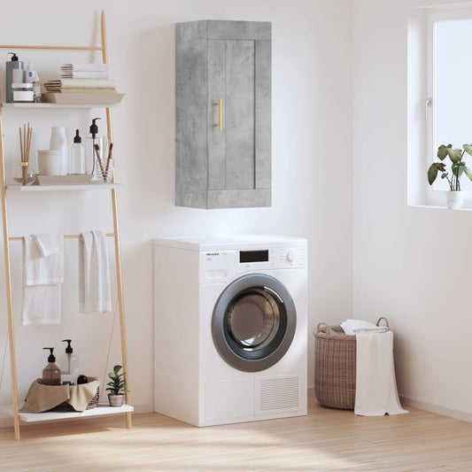 Berkfield Wall Mounted Cabinet Concrete Grey 34.5x34x90 cm Engineered Wood