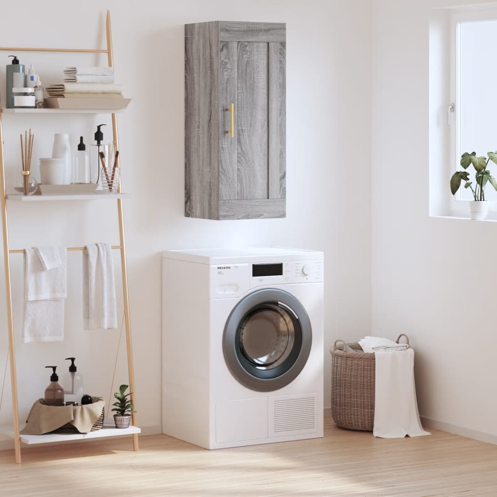 Berkfield Wall Mounted Cabinet Grey Sonoma 34.5x34x90 cm Engineered Wood