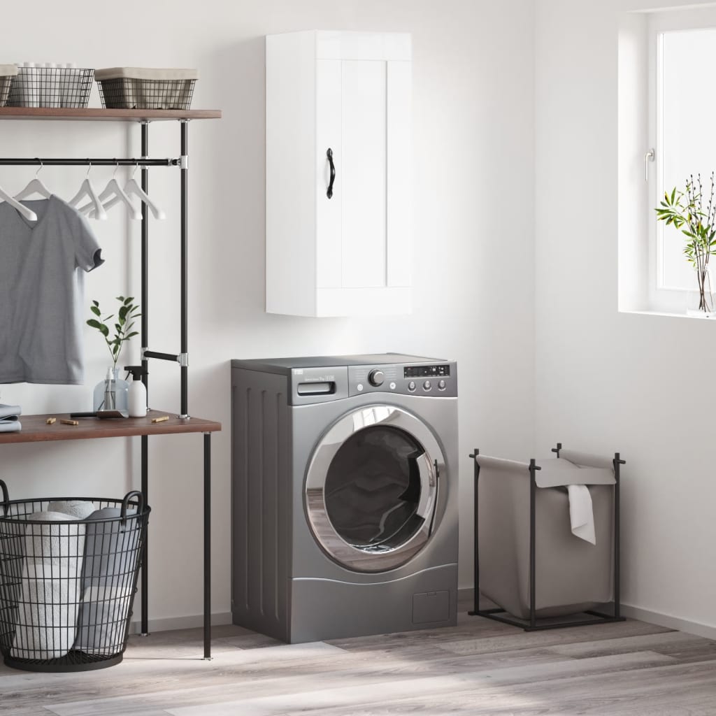 Berkfield Wall Mounted Cabinet High Gloss White 34.5x34x90 cm Engineered Wood
