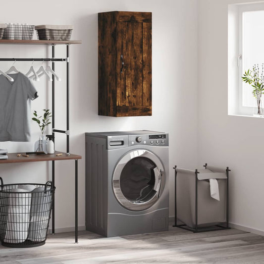 Berkfield Wall Mounted Cabinet Smoked Oak 34.5x34x90 cm Engineered Wood