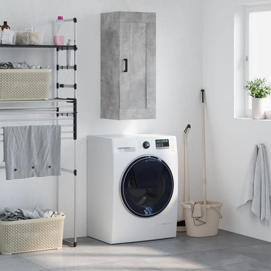 Berkfield Wall Mounted Cabinet Concrete Grey 34.5x34x90 cm Engineered Wood