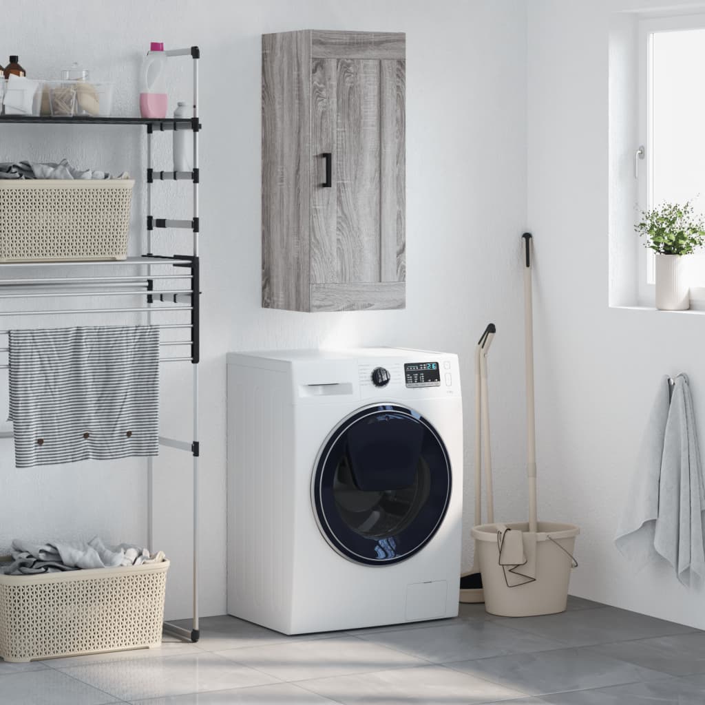 Berkfield Wall Mounted Cabinet Grey Sonoma 34.5x34x90 cm Engineered Wood