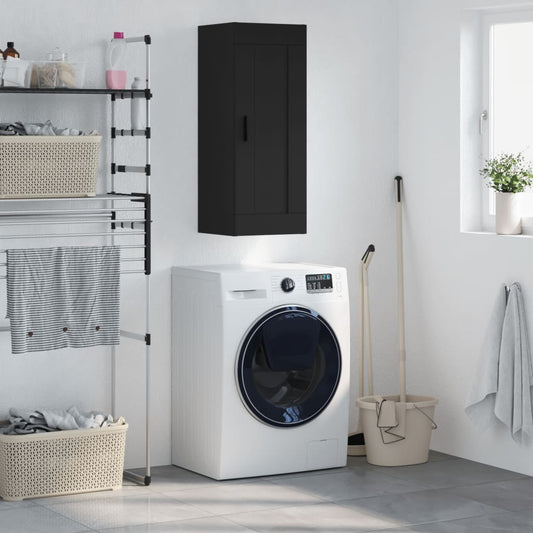 Berkfield Wall Mounted Cabinet Black 34.5x34x90 cm Engineered Wood