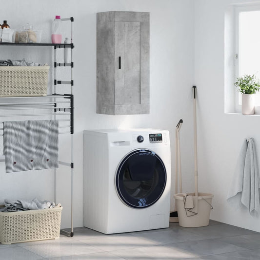 Berkfield Wall Mounted Cabinet Concrete Grey 34.5x34x90 cm Engineered Wood