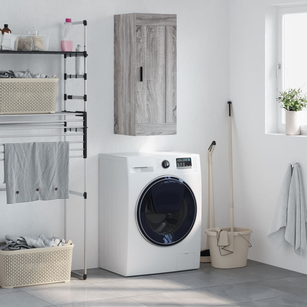 Berkfield Wall Mounted Cabinet Grey Sonoma 34.5x34x90 cm Engineered Wood