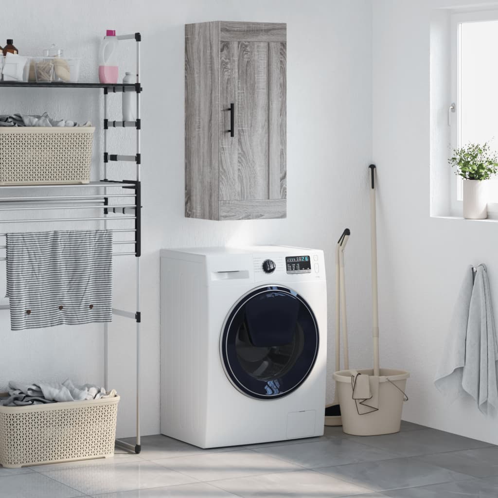 Berkfield Wall Mounted Cabinet Grey Sonoma 34.5x34x90 cm Engineered Wood