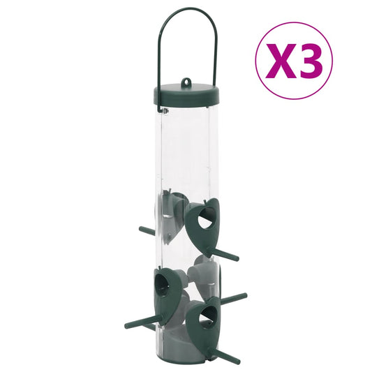 Berkfield Bird Feeders 3 pcs Dark Green 17x17x32 cm