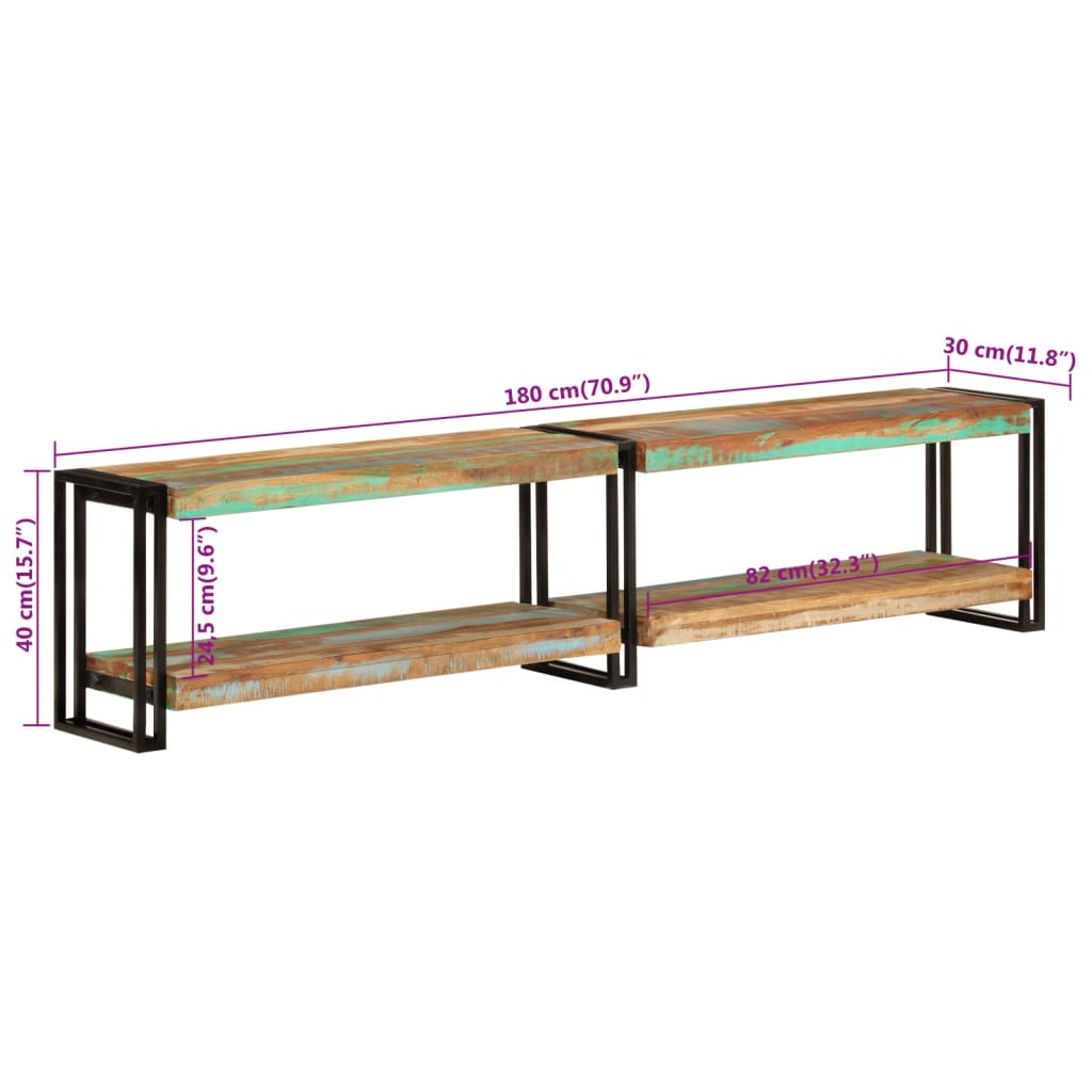 Berkfield TV Cabinet 180x30x40 cm Solid Wood Reclaimed
