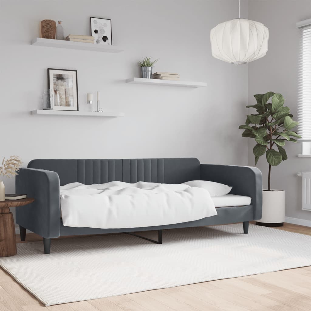 Berkfield Day Bed Dark Grey 90x190 cm Velvet