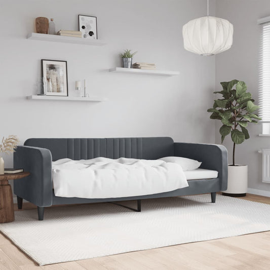 Berkfield Day Bed Dark Grey 90x190 cm Velvet