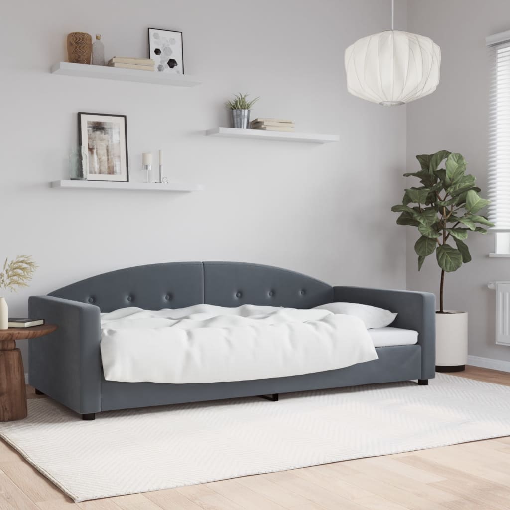 Berkfield Day Bed Dark Grey 90x190 cm Velvet