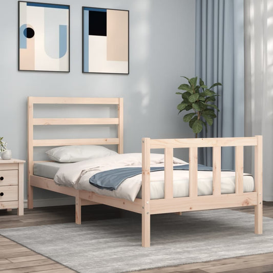Berkfield Bed Frame with Headboard Small Single Solid Wood