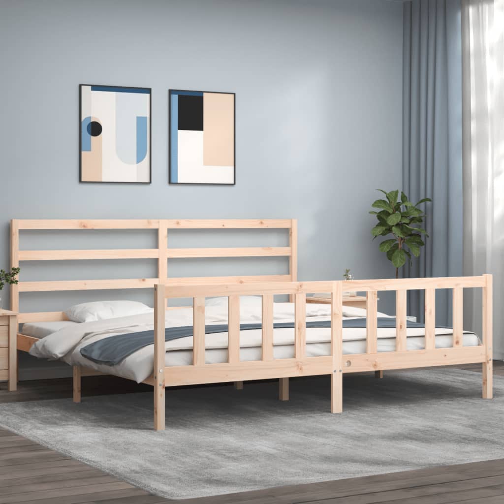 Berkfield Bed Frame with Headboard 180x200 cm Solid Wood