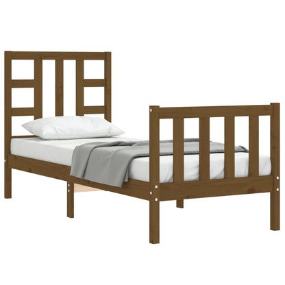 Berkfield Bed Frame with Headboard Honey Brown Small Single Solid Wood