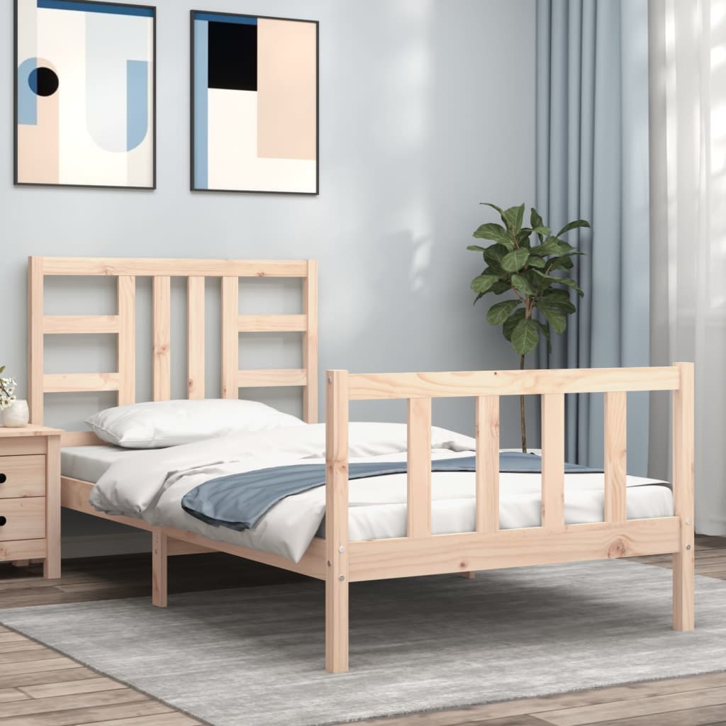Berkfield Bed Frame with Headboard 90x190 cm Solid Wood