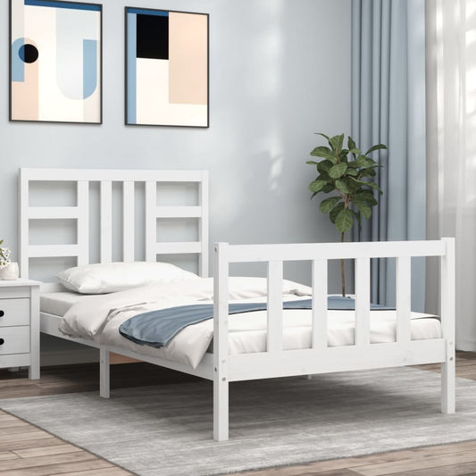 Berkfield Bed Frame with Headboard White 90x190 cm Solid Wood