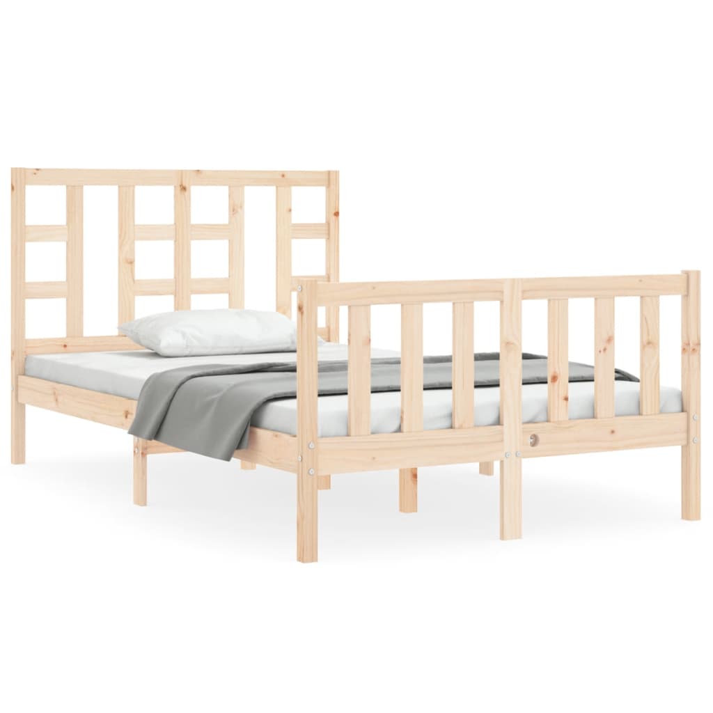 Berkfield Bed Frame with Headboard Small Double Solid Wood