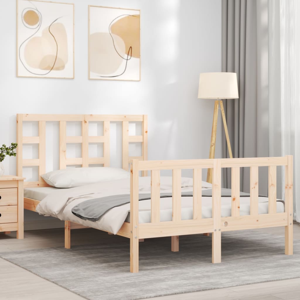 Berkfield Bed Frame with Headboard Small Double Solid Wood