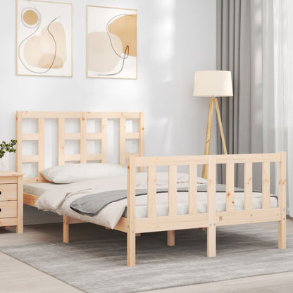 Berkfield Bed Frame with Headboard Small Double Solid Wood