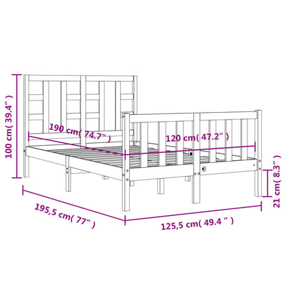Berkfield Bed Frame with Headboard Small Double Solid Wood