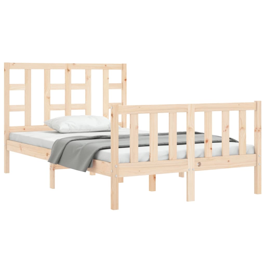 Berkfield Bed Frame with Headboard Small Double Solid Wood