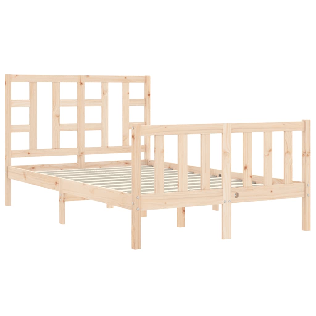 Berkfield Bed Frame with Headboard Small Double Solid Wood