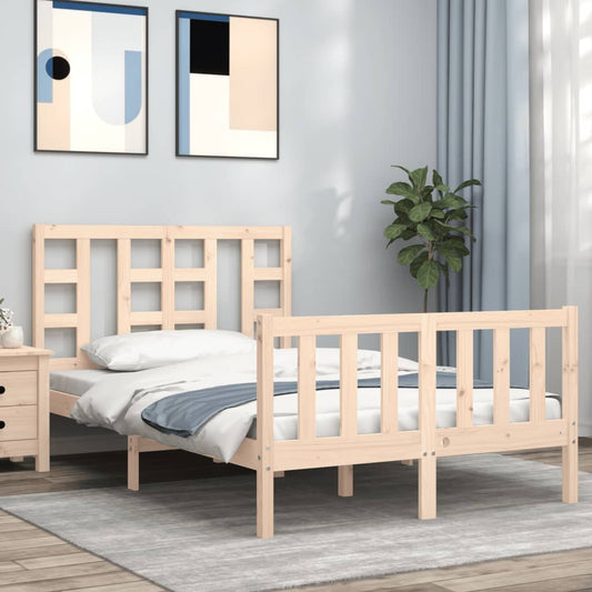 Berkfield Bed Frame with Headboard Small Double Solid Wood