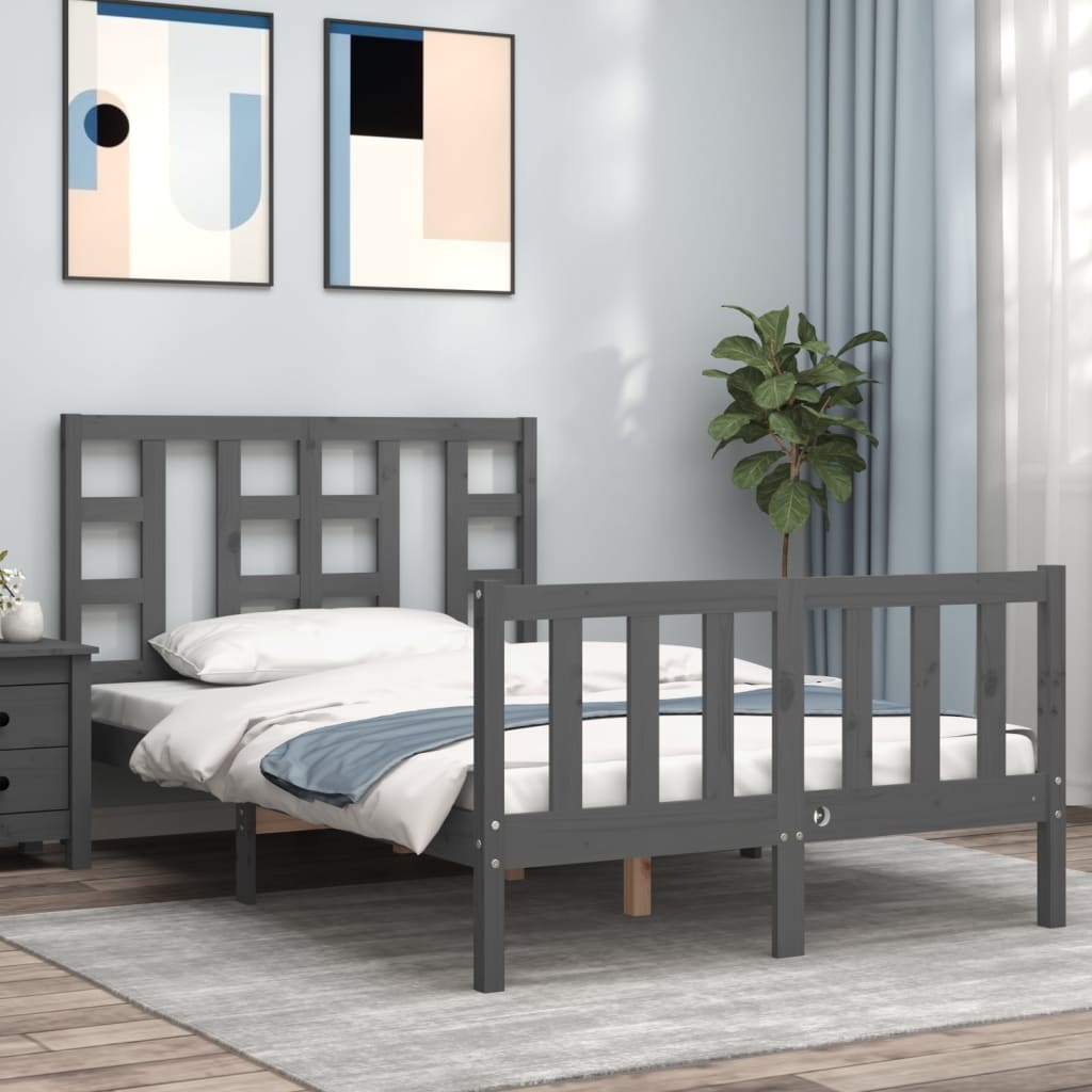 Berkfield Bed Frame with Headboard Grey 120x200 cm Solid Wood
