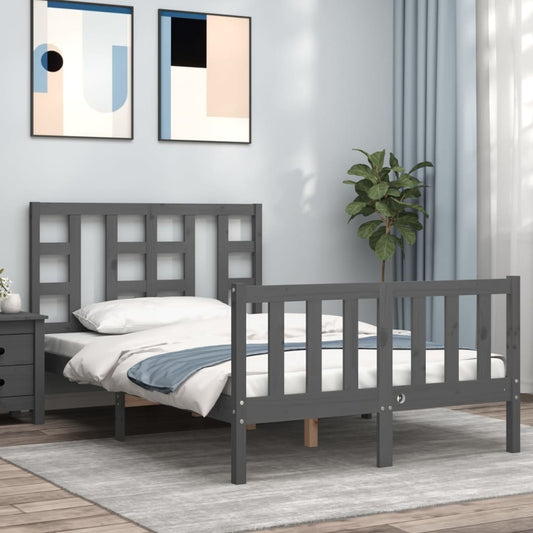 Berkfield Bed Frame with Headboard Grey 120x200 cm Solid Wood