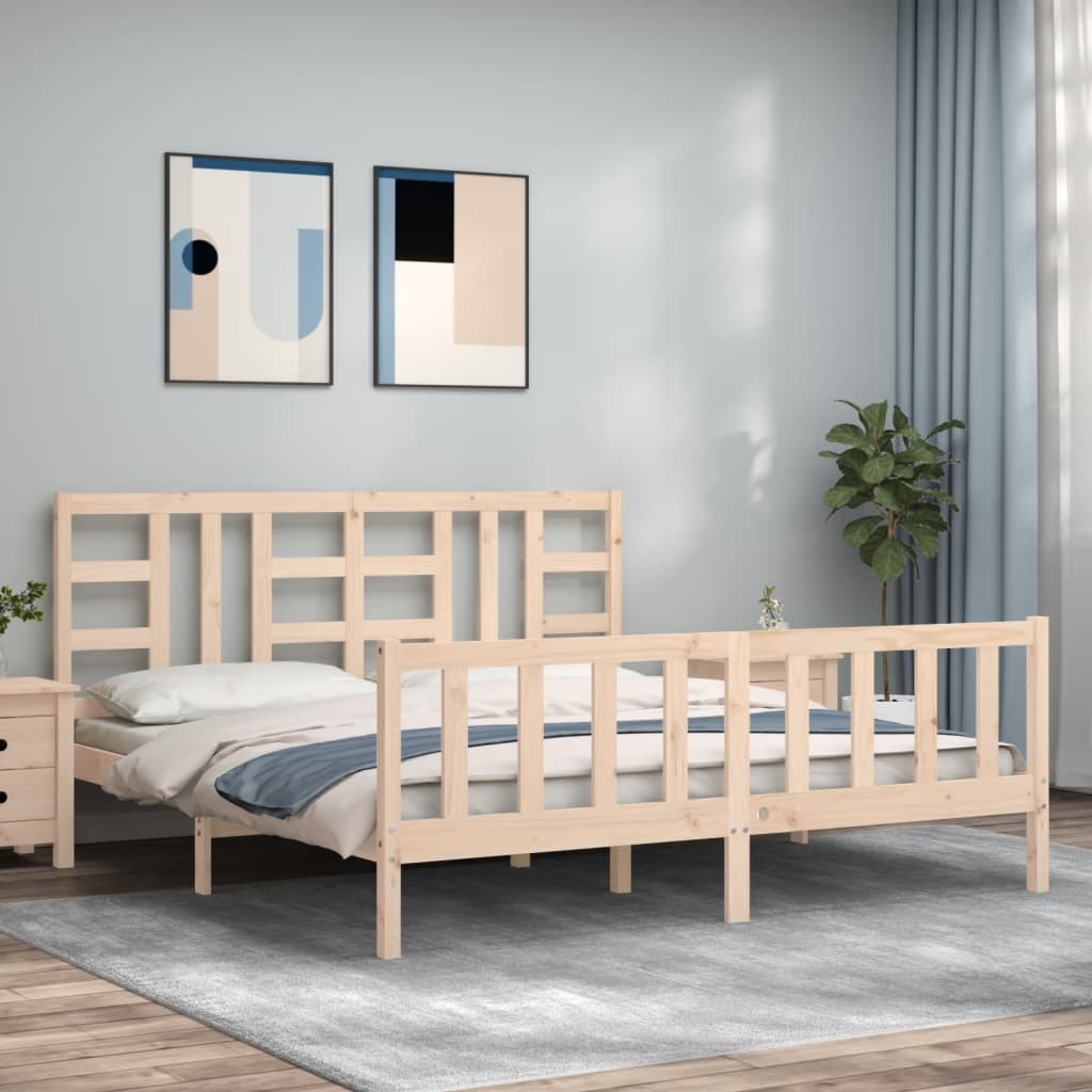 Berkfield Bed Frame with Headboard 180x200 cm Solid Wood