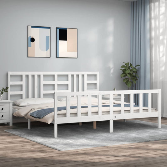 Berkfield Bed Frame with Headboard White 200x200 cm Solid Wood