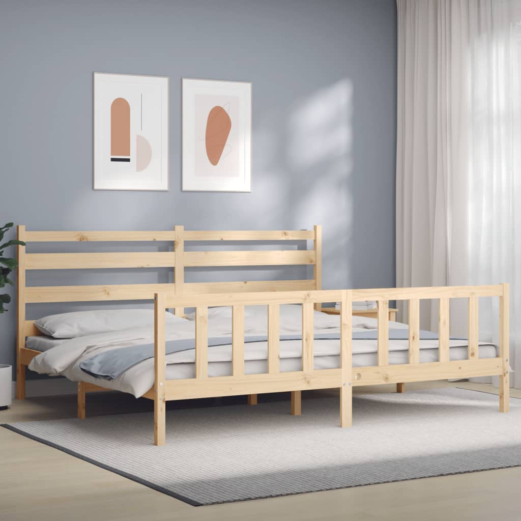 Berkfield Bed Frame with Headboard 200x200 cm Solid Wood