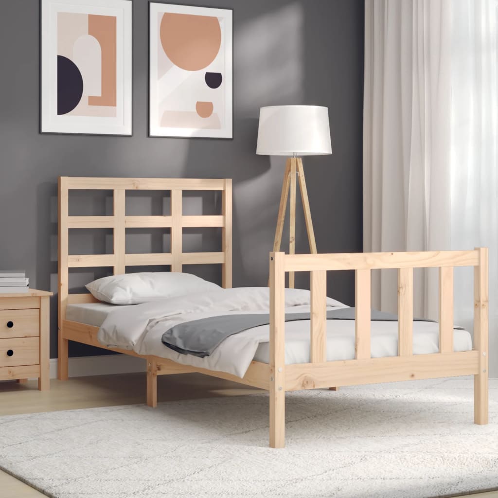 Berkfield Bed Frame with Headboard 90x190 cm Solid Wood