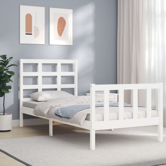 Berkfield Bed Frame with Headboard White 90x190 cm Solid Wood