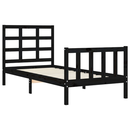 Berkfield Bed Frame with Headboard Black 90x190 cm Solid Wood