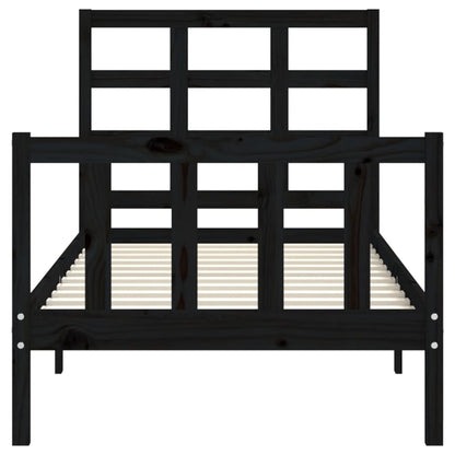 Berkfield Bed Frame with Headboard Black 90x190 cm Solid Wood