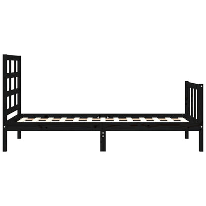 Berkfield Bed Frame with Headboard Black 90x190 cm Solid Wood