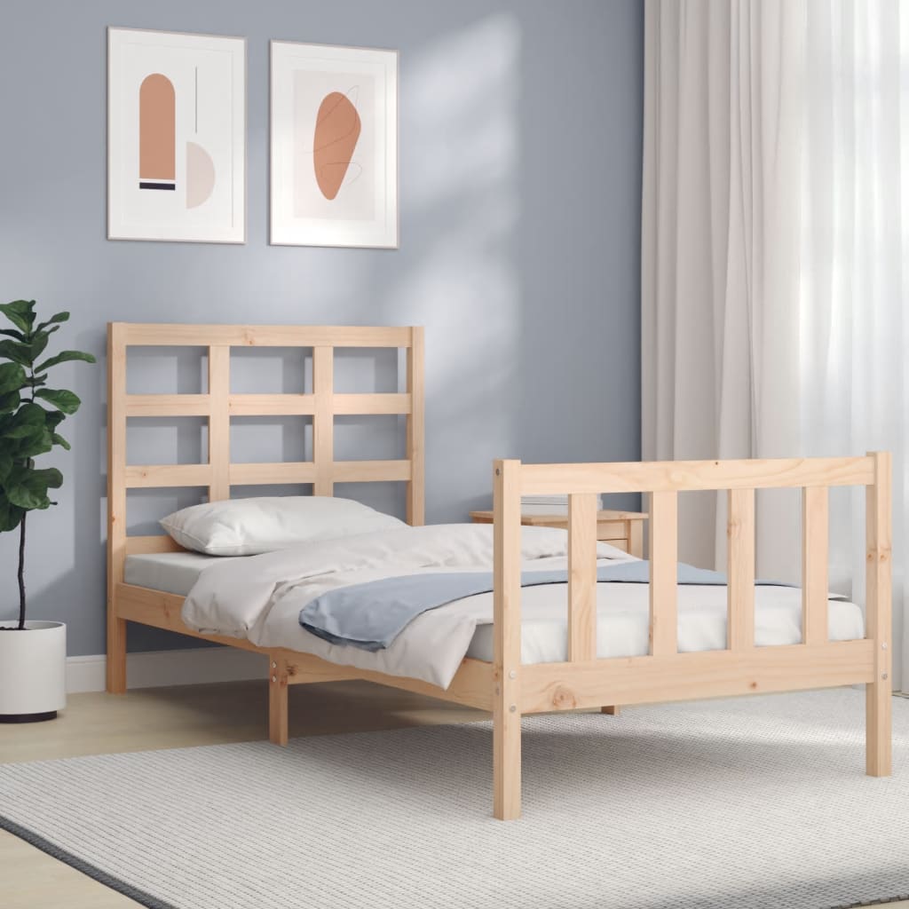 Berkfield Bed Frame with Headboard 90x200 cm Solid Wood