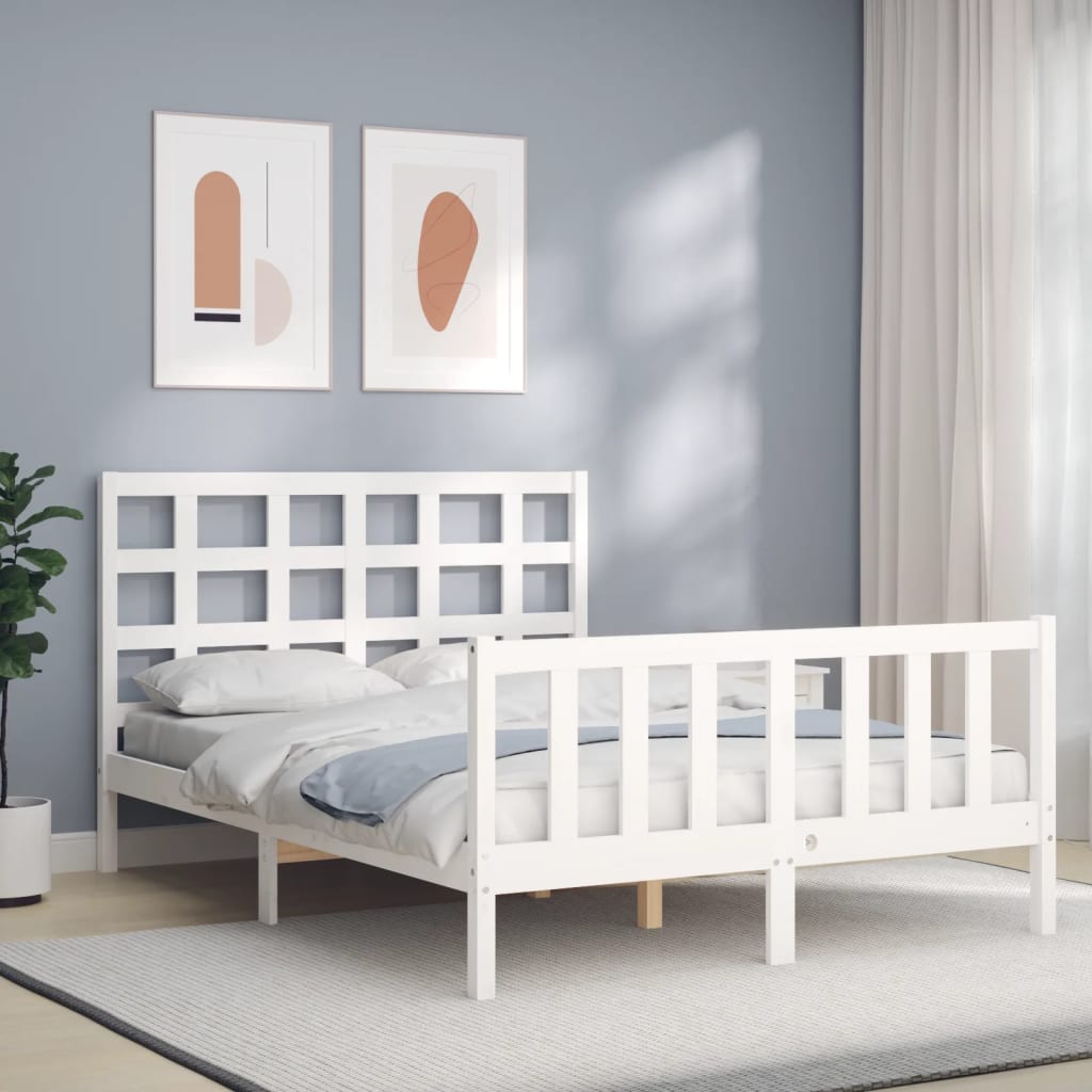 Berkfield Bed Frame with Headboard White 120x200 cm Solid Wood
