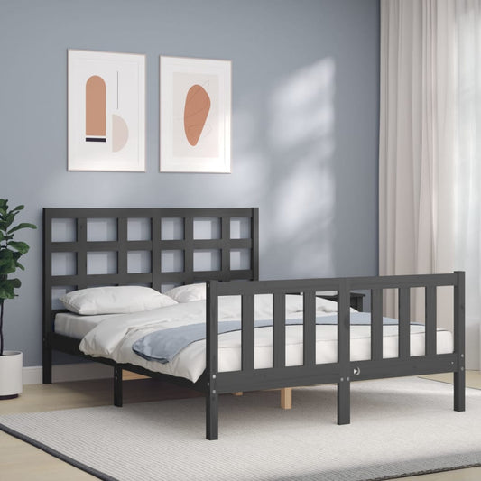 Berkfield Bed Frame with Headboard Grey 140x200 cm Solid Wood