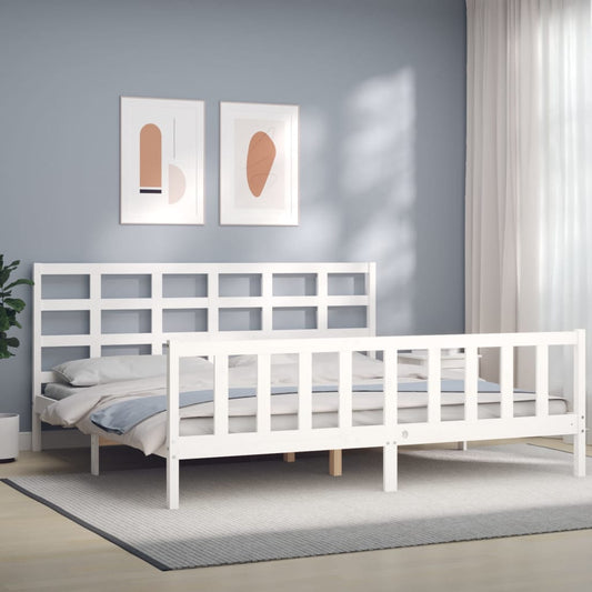 Berkfield Bed Frame with Headboard White 200x200 cm Solid Wood