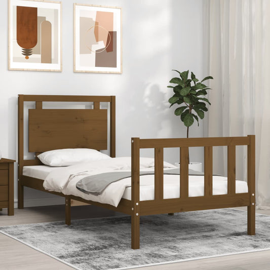 Berkfield Bed Frame with Headboard Honey Brown 100x200 cm Solid Wood