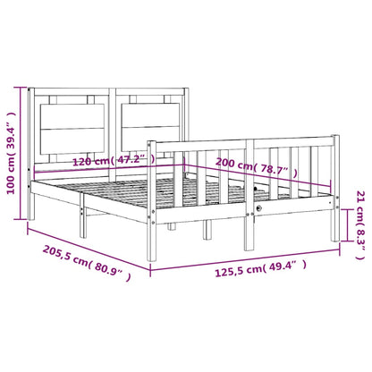 Berkfield Bed Frame with Headboard 120x200 cm Solid Wood