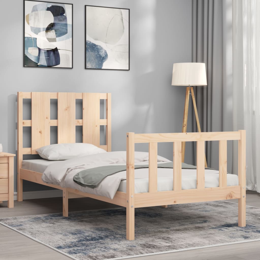 Berkfield Bed Frame with Headboard 90x190 cm Solid Wood