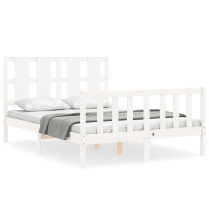 Berkfield Bed Frame with Headboard White 140x190 cm Solid Wood
