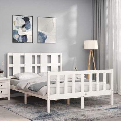 Berkfield Bed Frame with Headboard White 140x190 cm Solid Wood