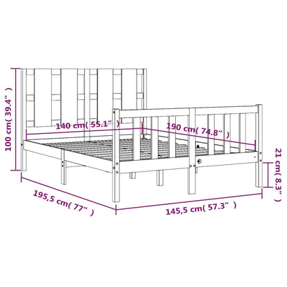 Berkfield Bed Frame with Headboard White 140x190 cm Solid Wood
