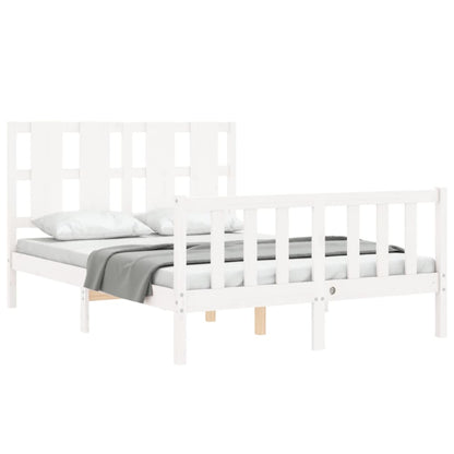 Berkfield Bed Frame with Headboard White 140x190 cm Solid Wood