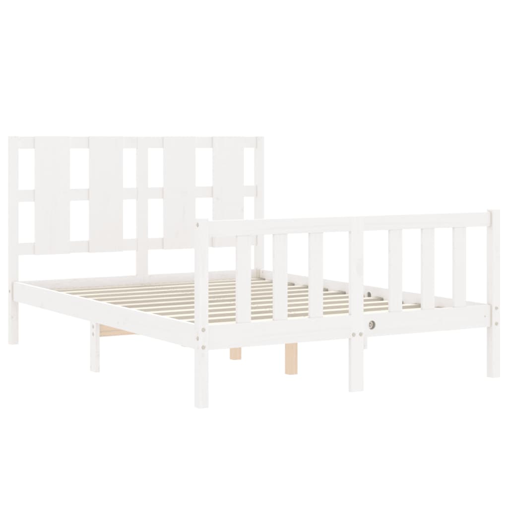 Berkfield Bed Frame with Headboard White 140x190 cm Solid Wood
